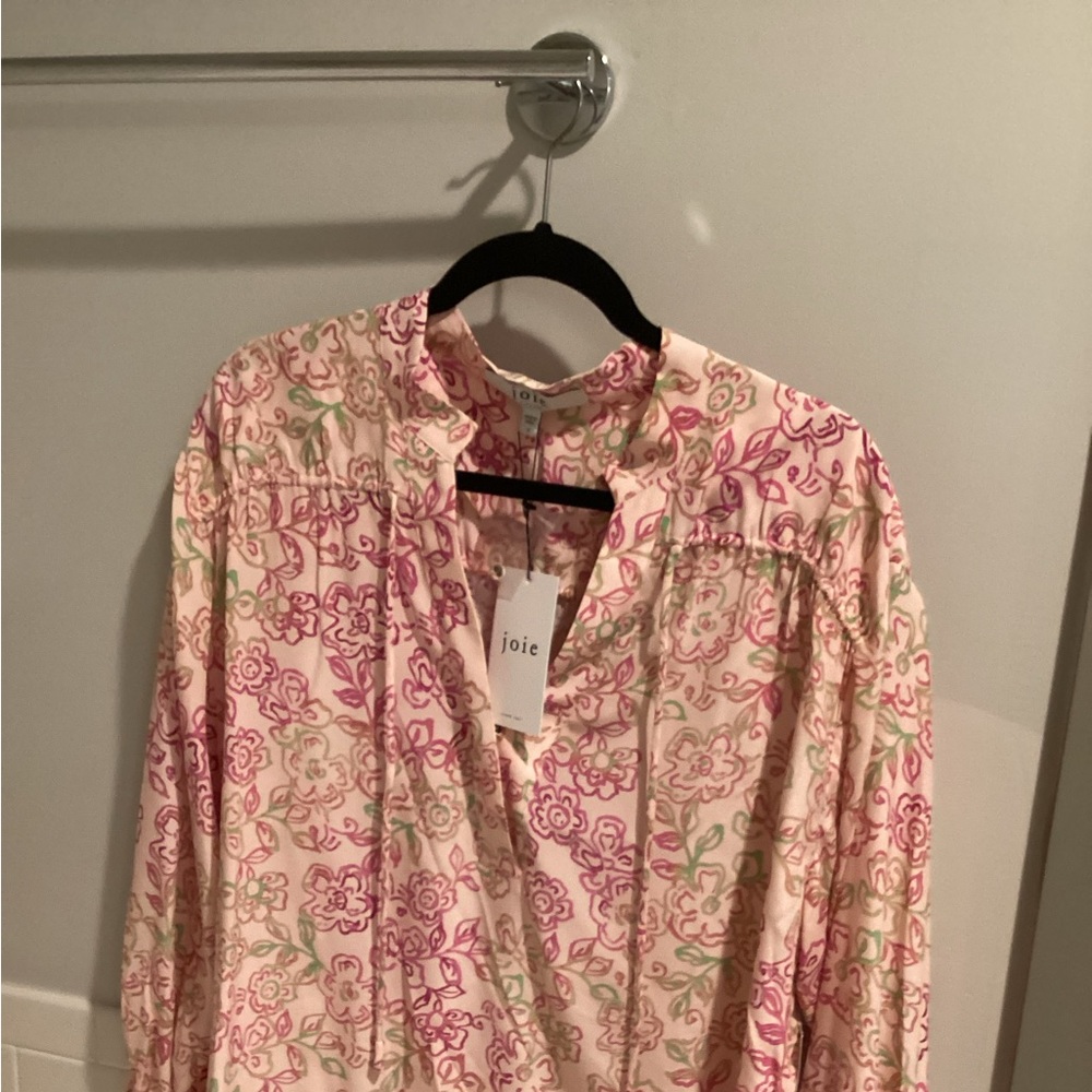 Joie Floral Blouse in Pink and Green